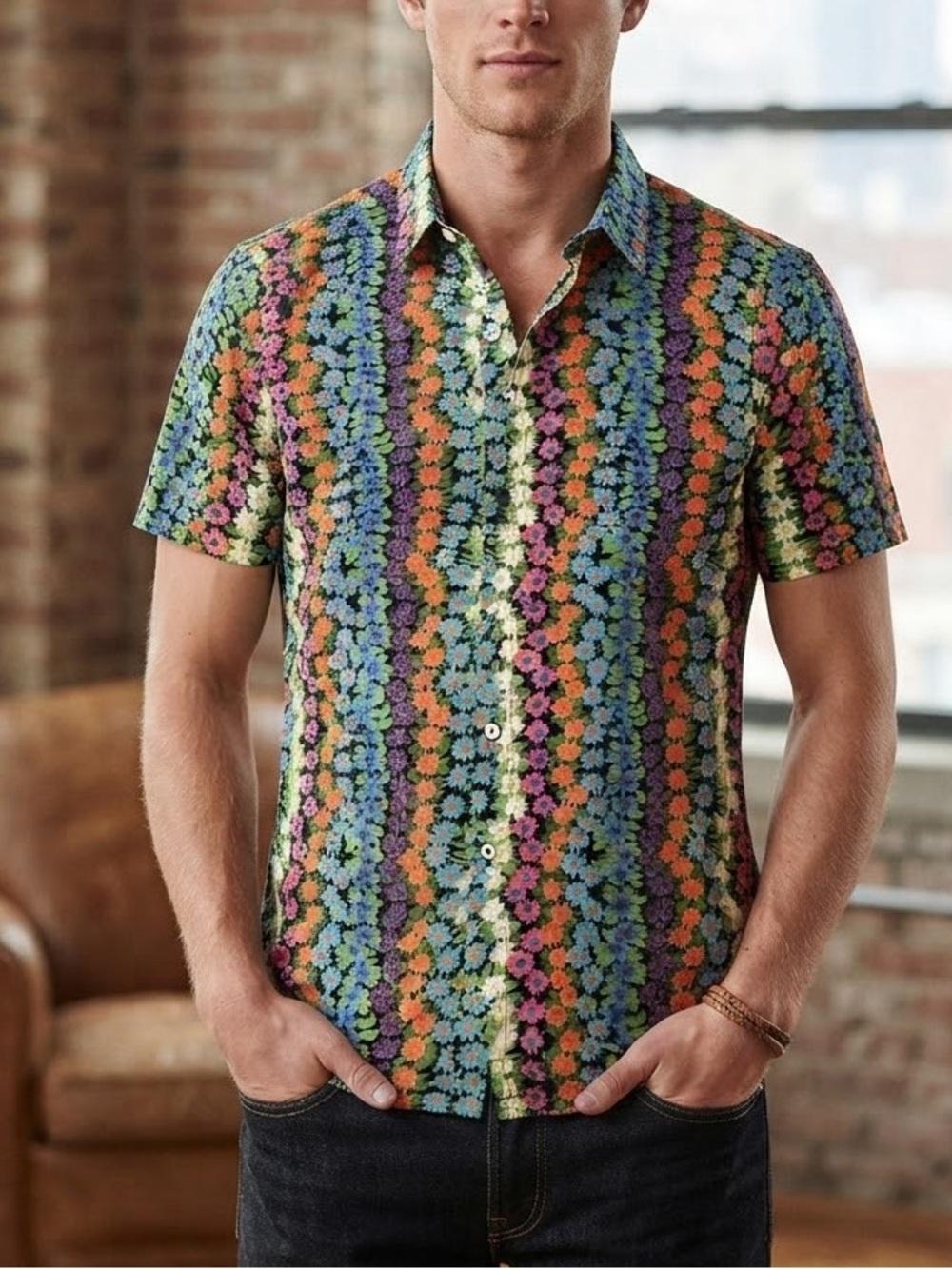 MR. TURK Short-Sleeve Floral Camp Button-Up Shirt